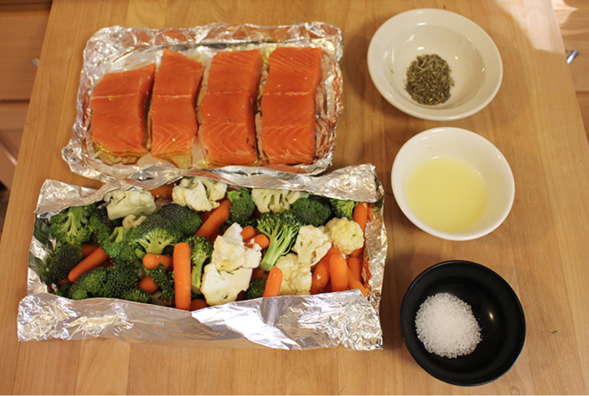 salmon and vegetables